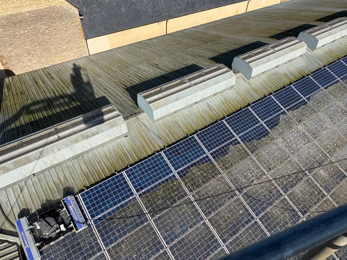 Solar panels being cleaned 
